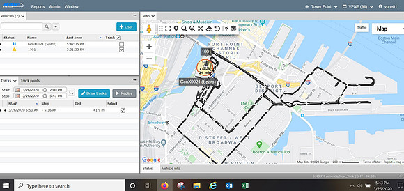 GPS Tracker from 2:00 until 5:32